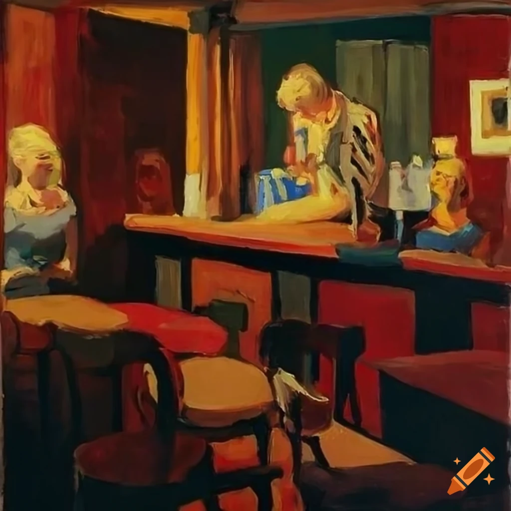 Interior of a bar inspired by edward hopper's style on Craiyon