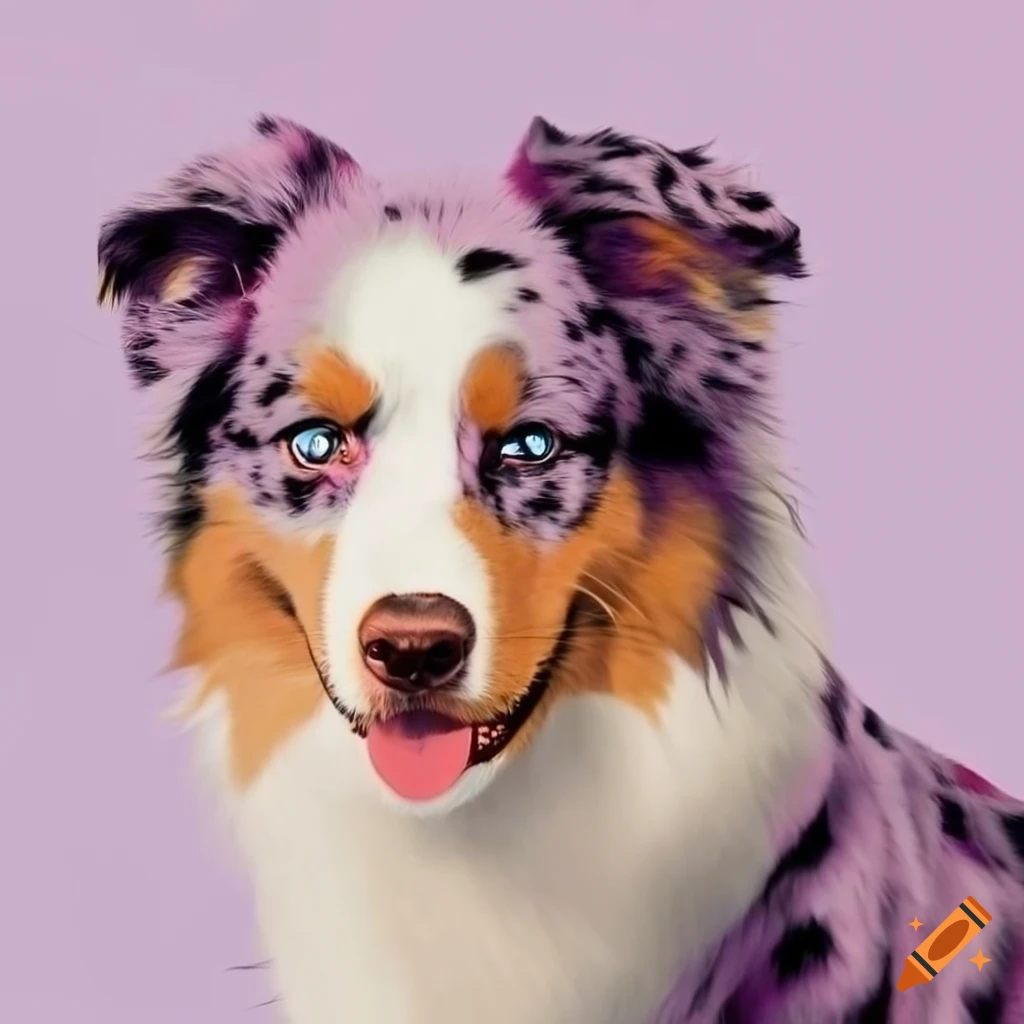 Australian shepherd dog with pink merle coloring on Craiyon