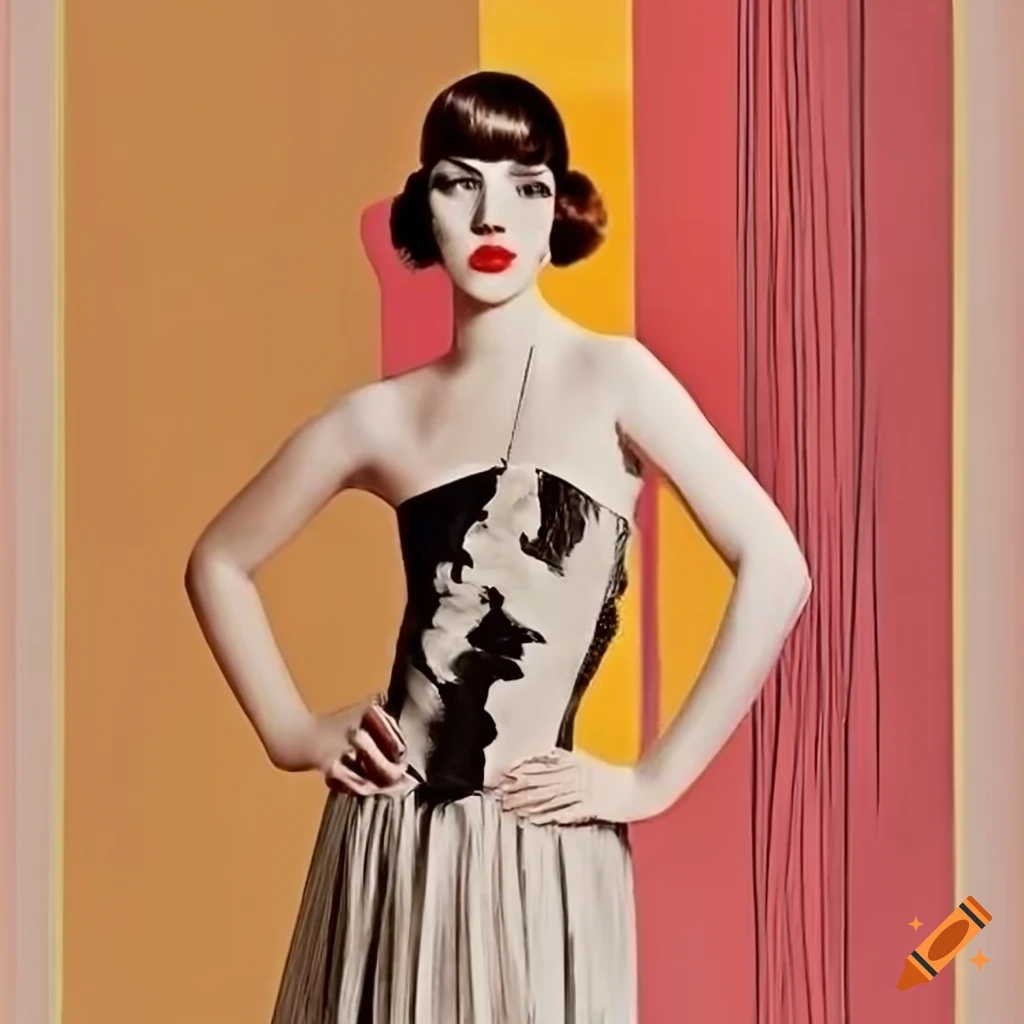Bauhaus-style room with elegant flapper girls enjoying martinis