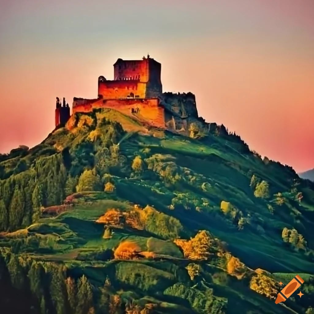Italy Rural Fort Rural italy hillside with a fortress on Craiyon