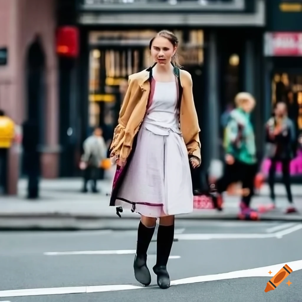 Young German woman strolling in NYC