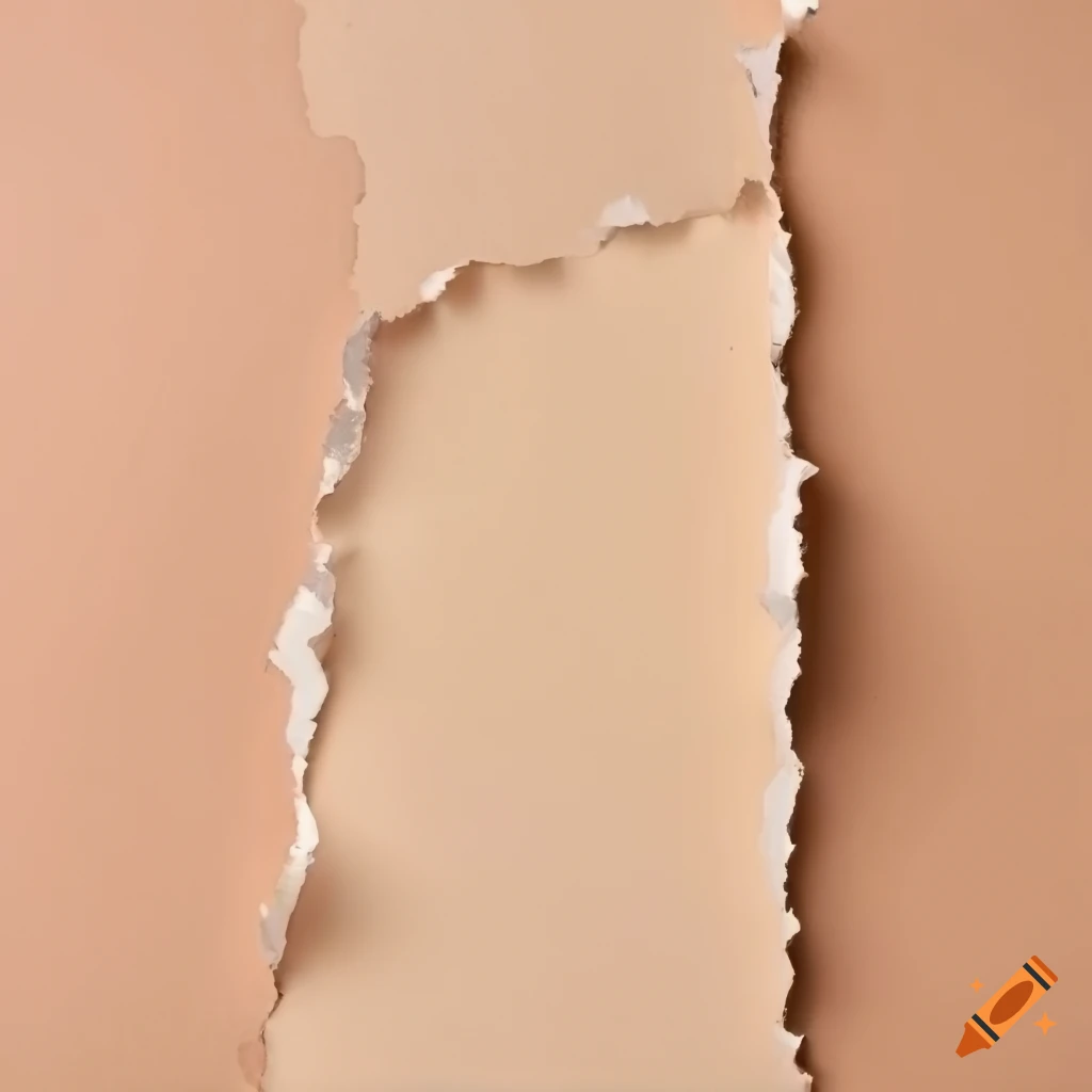 Torn beige paper pieces arranged vertically on beige background