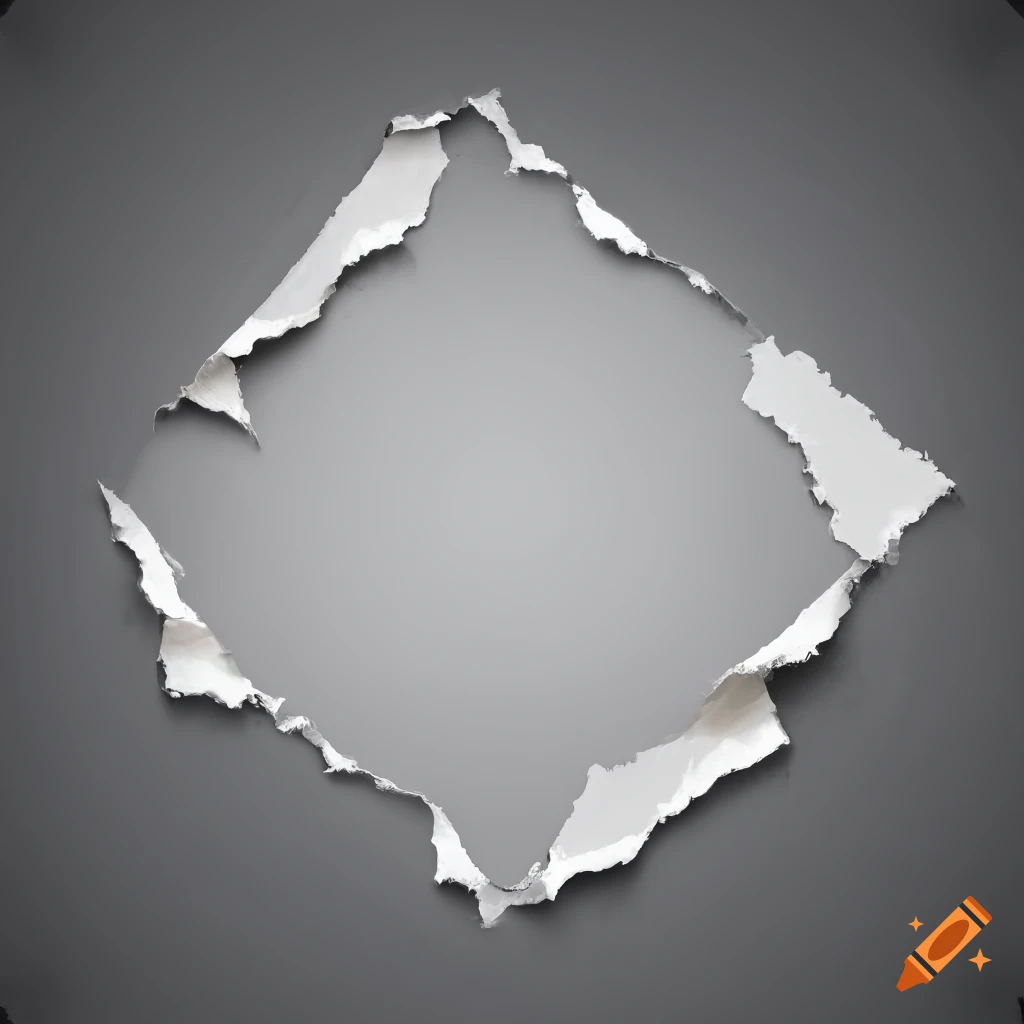 Arrangement of torn grey paper pieces in rhombus shape on grey background