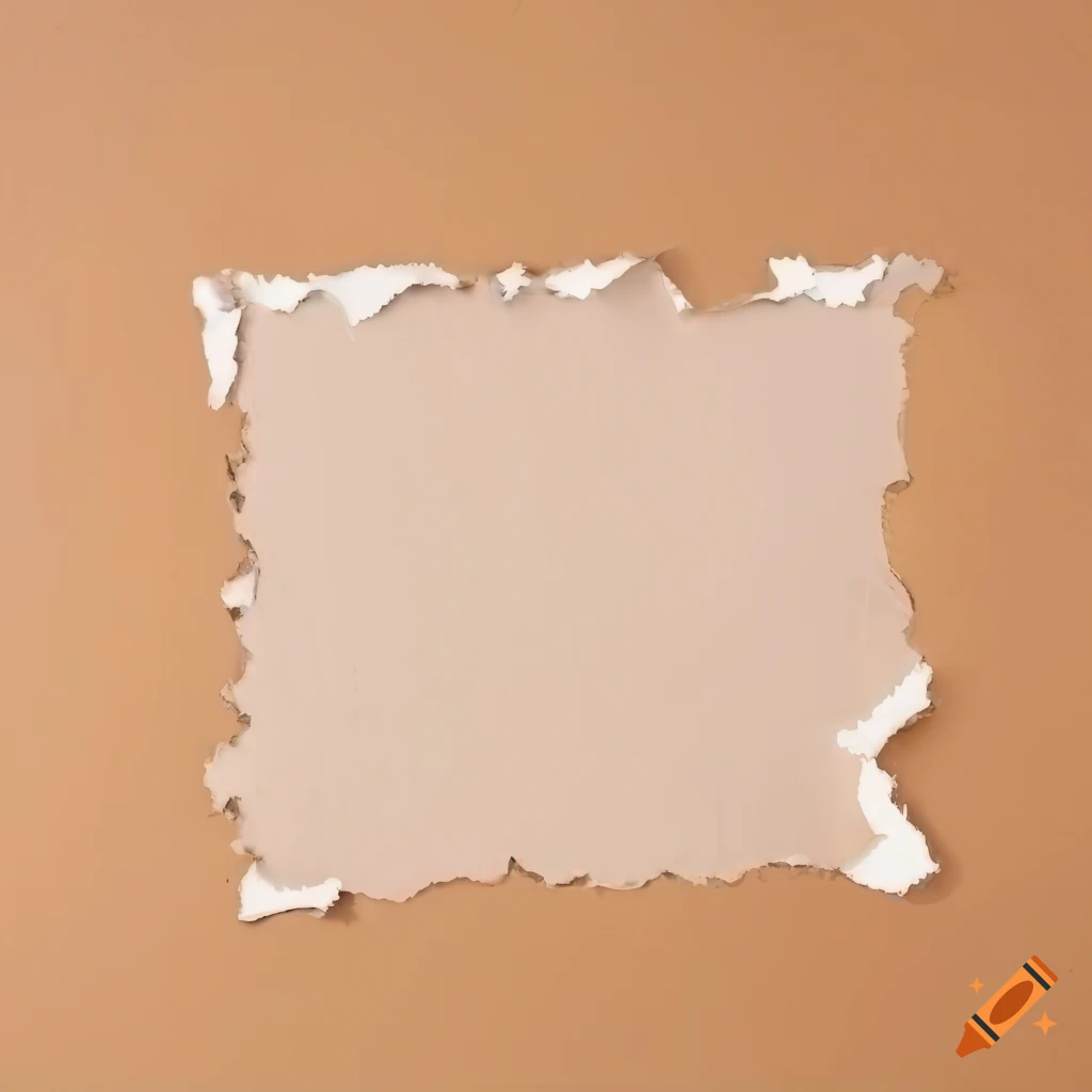 Torn beige paper pieces arranged in a beautiful shape on beige background