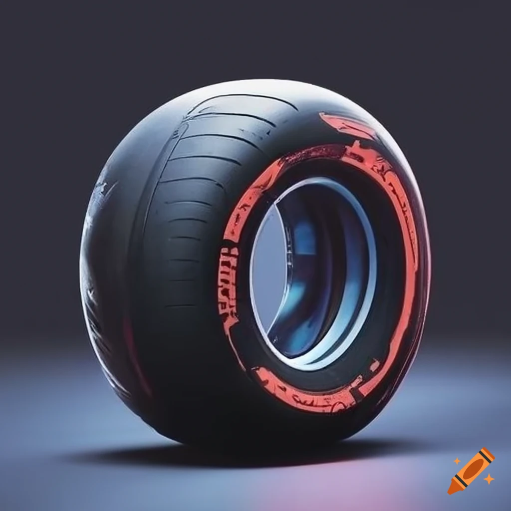 F1 tire on racetrack on Craiyon