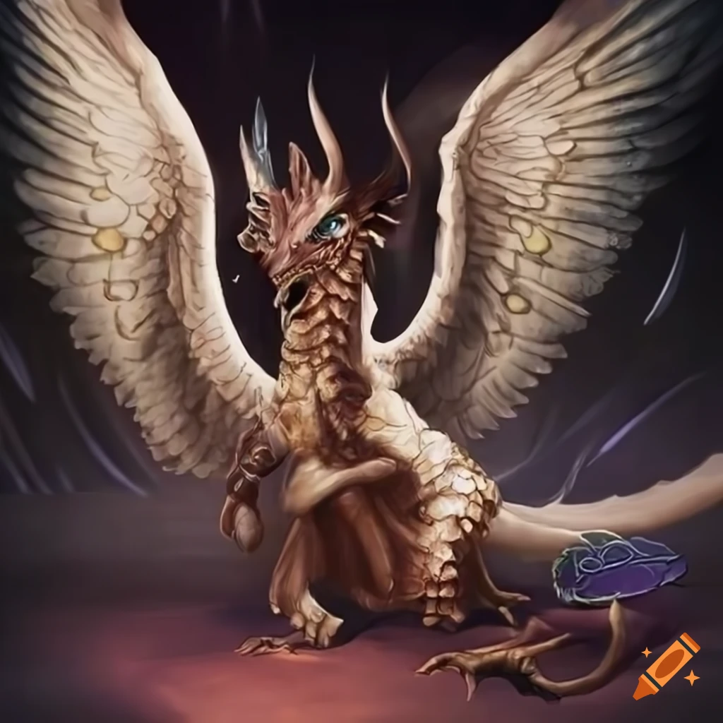 Hybrid of angel and dragon on Craiyon