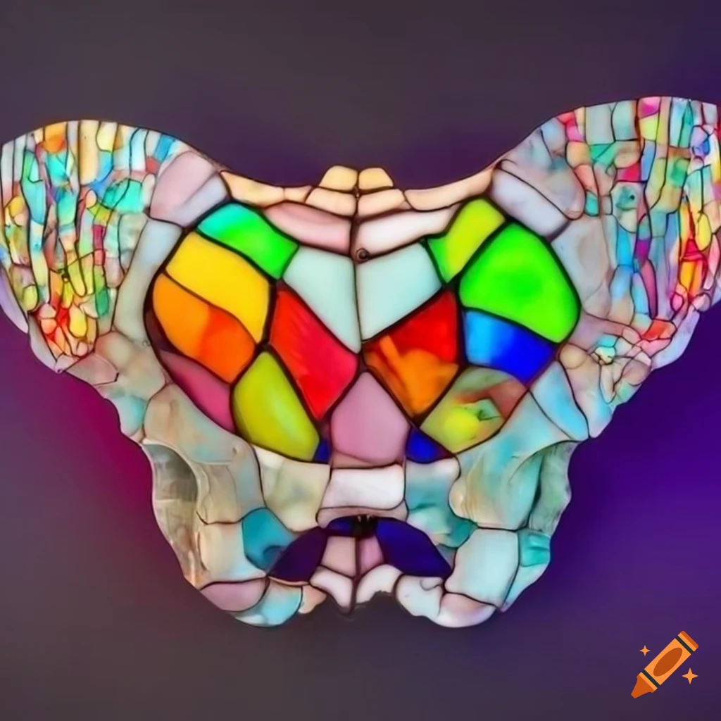 Colorful stained glass anatomical pelvis sculpture on Craiyon