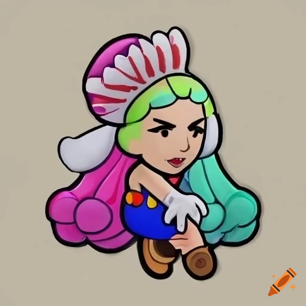 Artistic rendition of Lady Gaga in the style of Paper Mario
