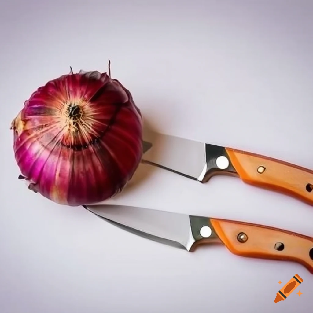 Glass knives cutting an onion on Craiyon