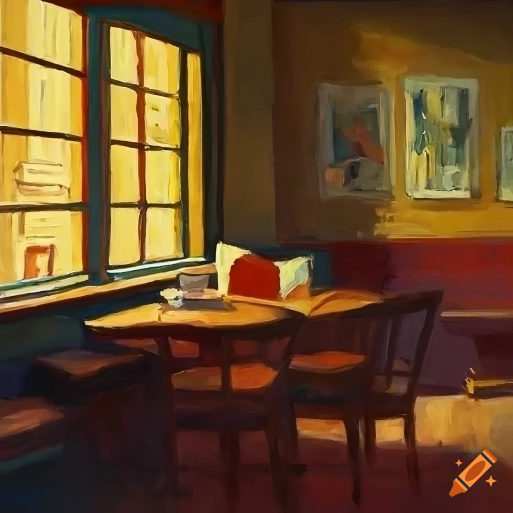 Edward hopper cafe interior painting on Craiyon