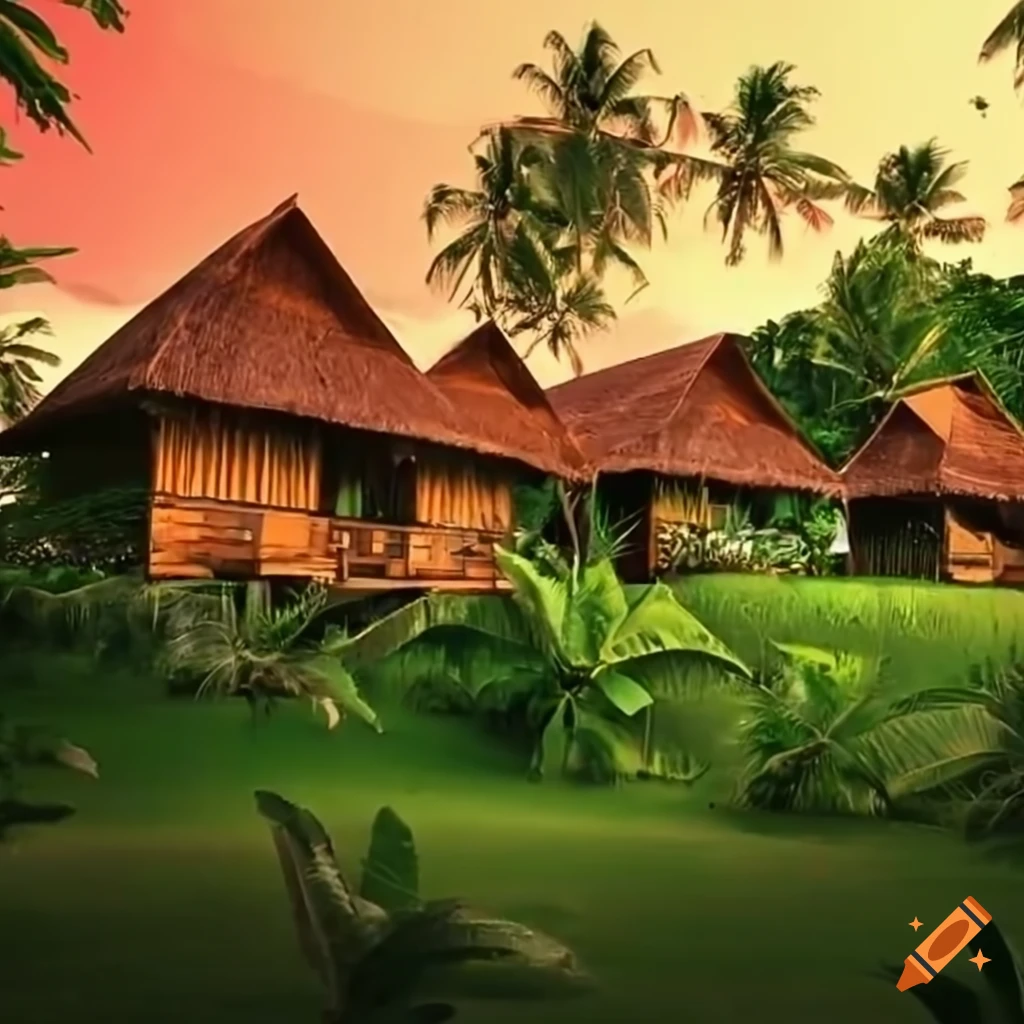 Resort surrounded by lush green coconut farm