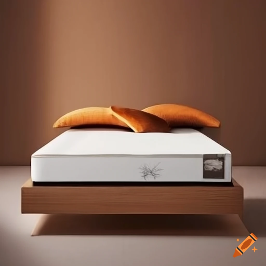 Raw wooden bed frame and mattress on Craiyon