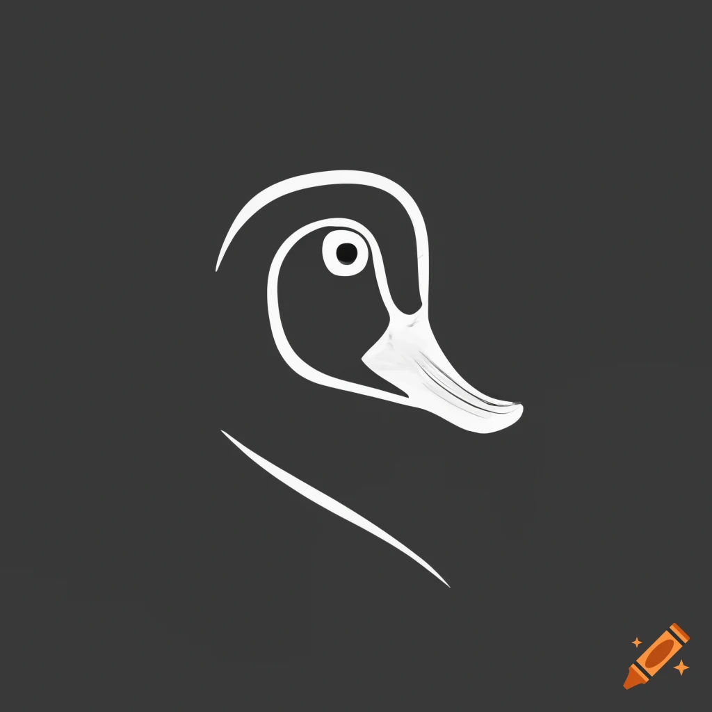 Black and white logo of a duck head with carved letters i and x on Craiyon