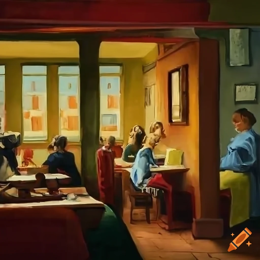 Edward hopper cafe painting on Craiyon