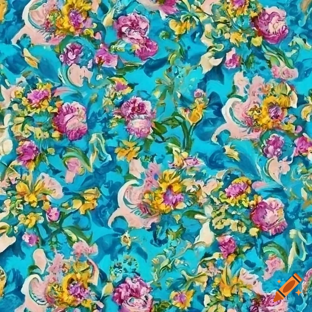 Intricate floral rococo pattern in a funky style on Craiyon