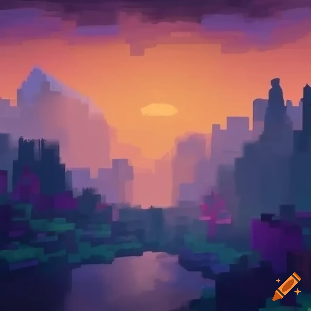 Stunning landscape painting inspired by minecraft on Craiyon