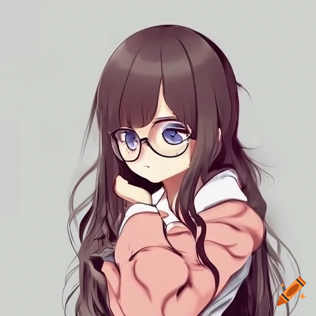 Cute university girl wearing glasses on Craiyon
