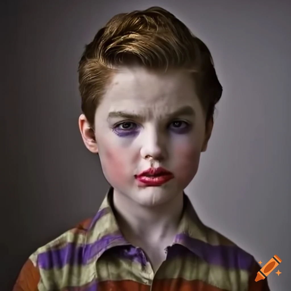 Young sheldon in joker makeup on Craiyon