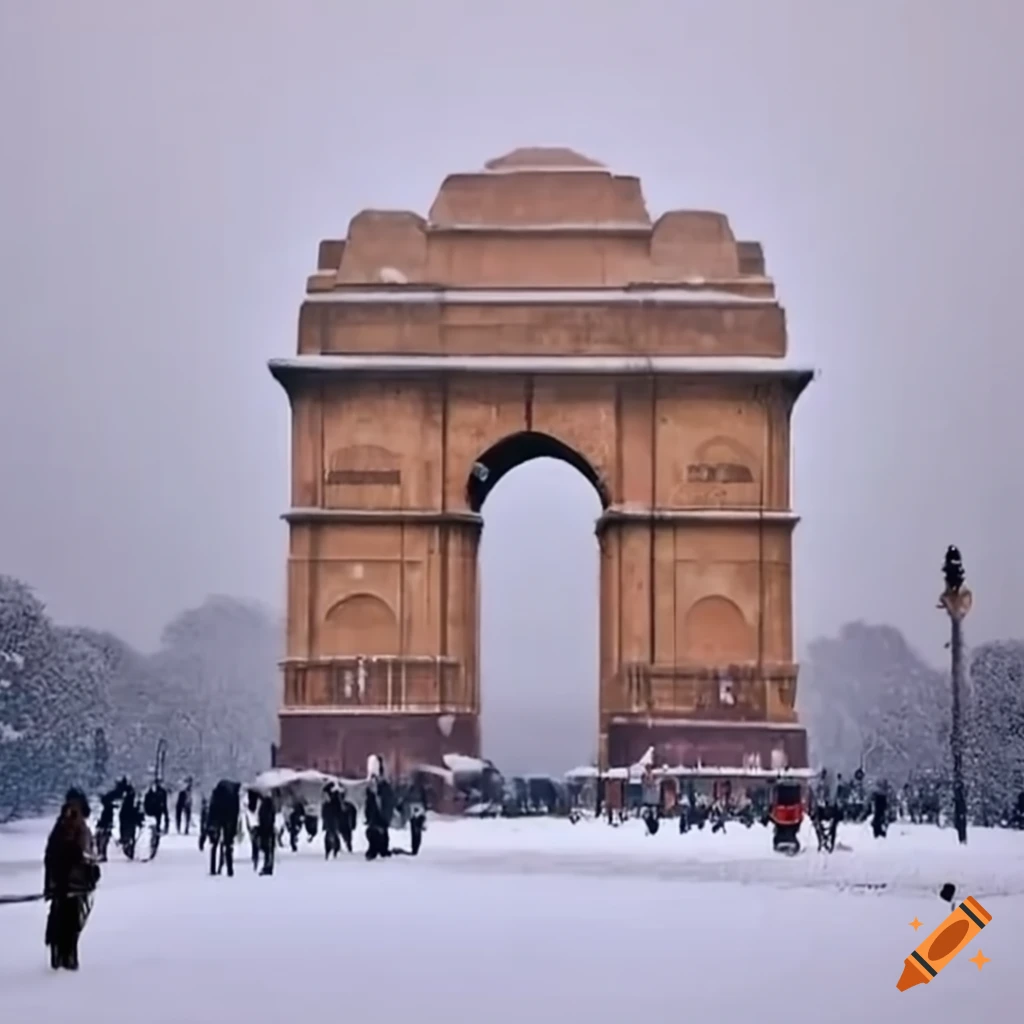 Heavy snowfall at india gate, new delhi, india on Craiyon