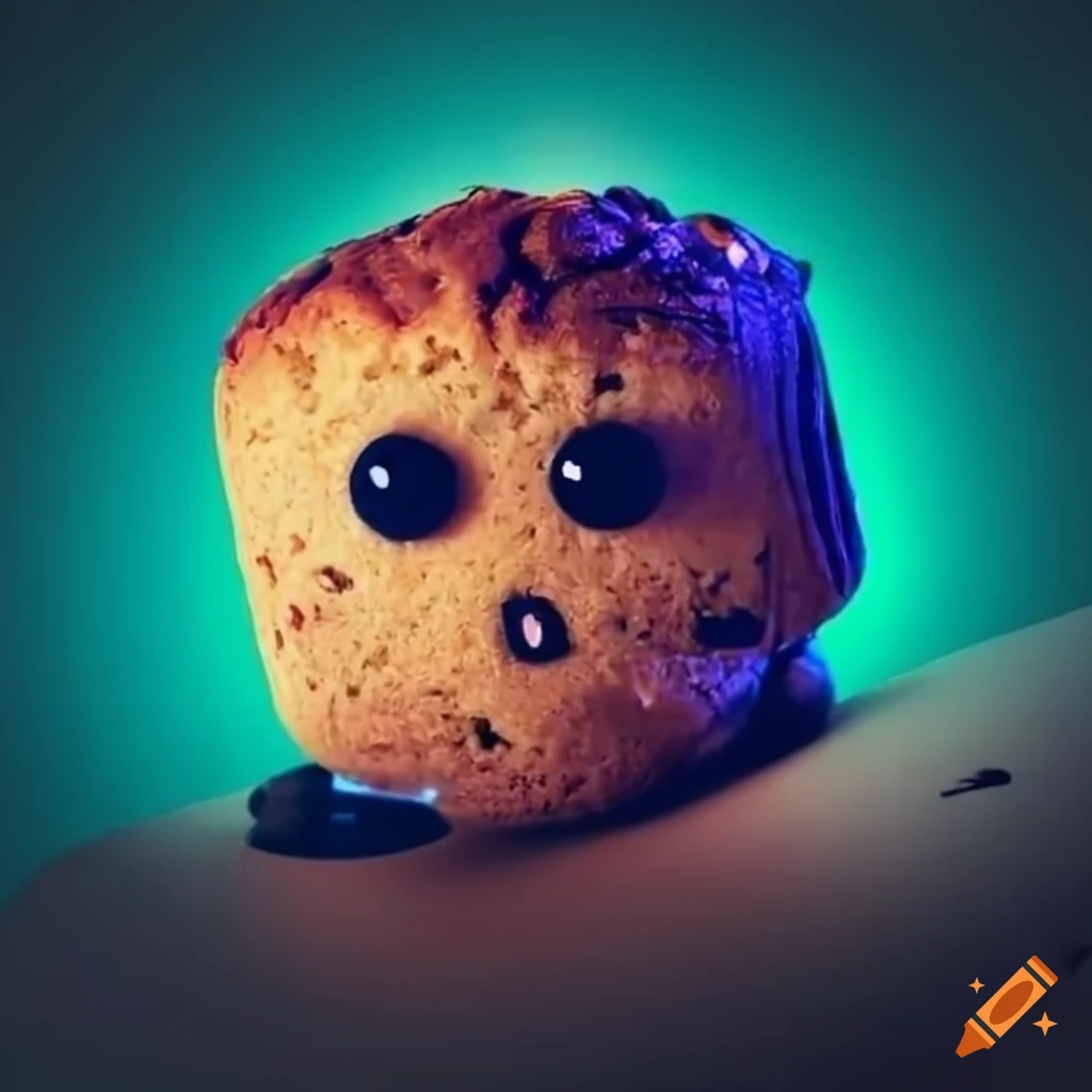 Muffin with a handsome face playing a video game on Craiyon