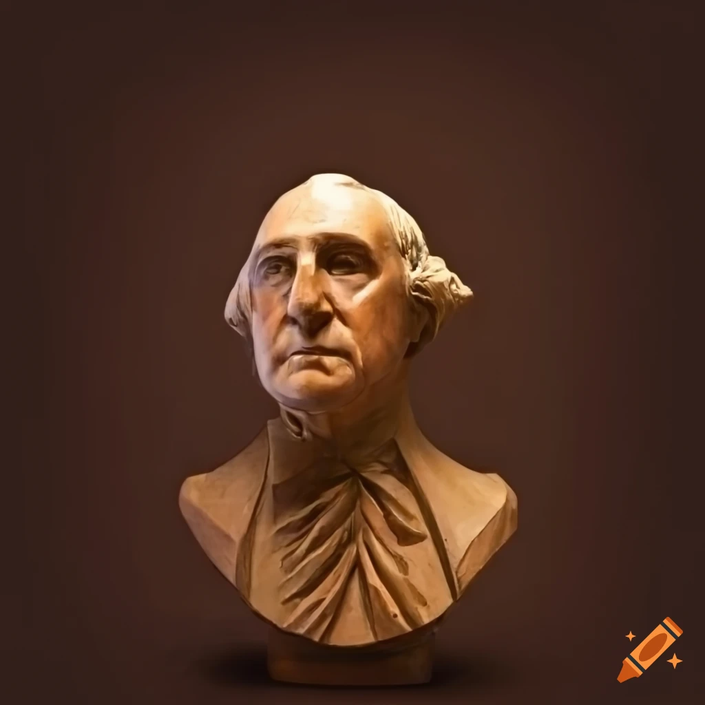 Wood carving of washington bust on Craiyon