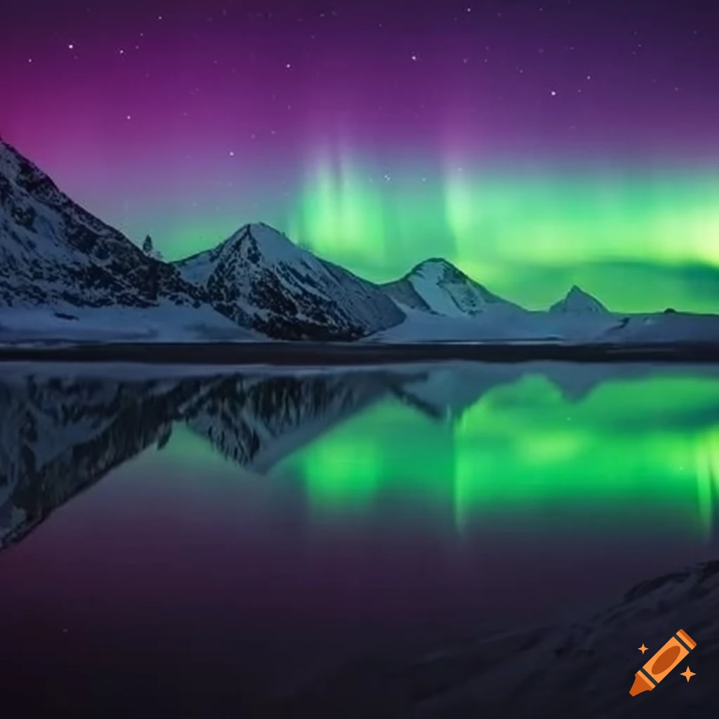 Aurora borealis with the Big Dipper and Denali in the night sky