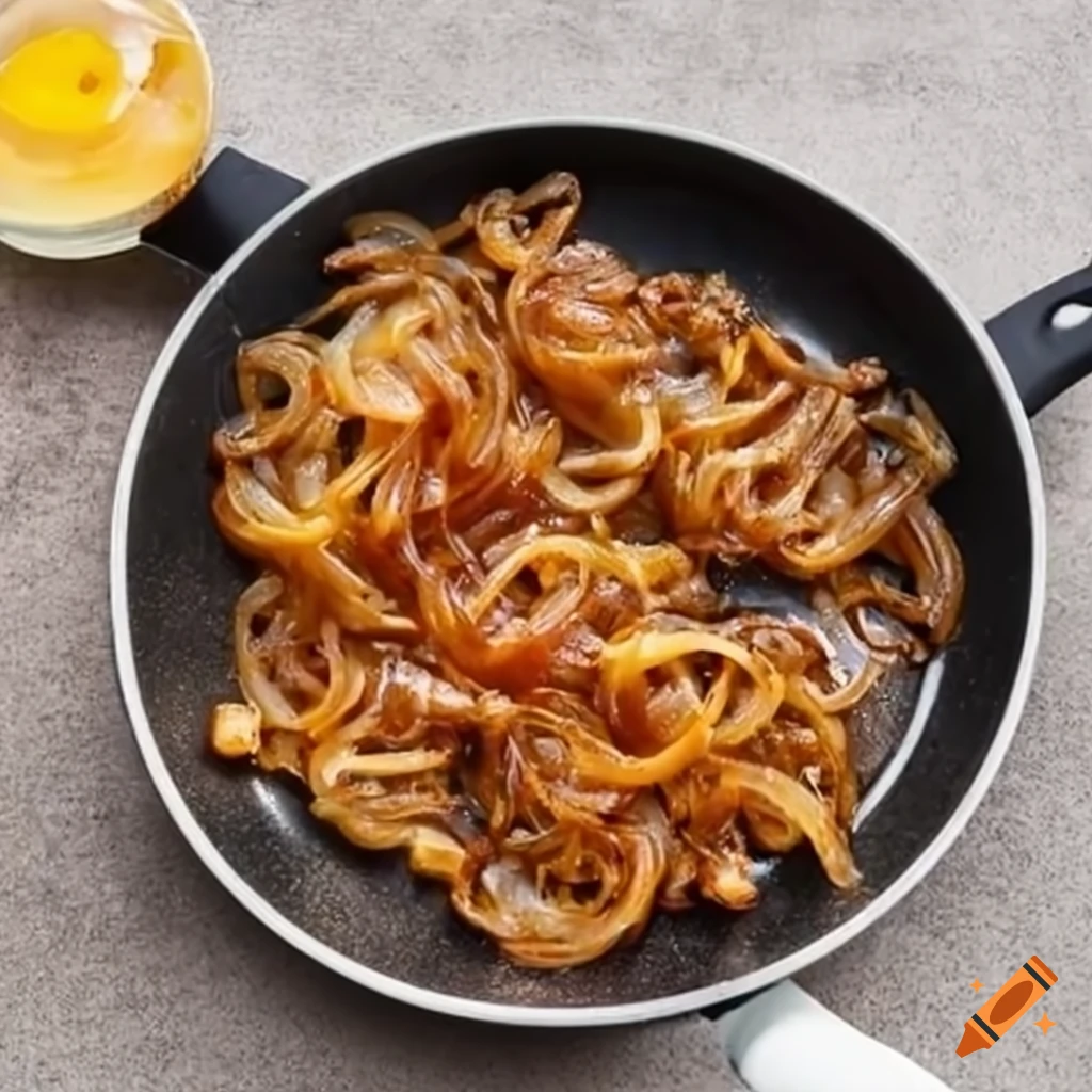 Caramelized onions in a frying pan on Craiyon