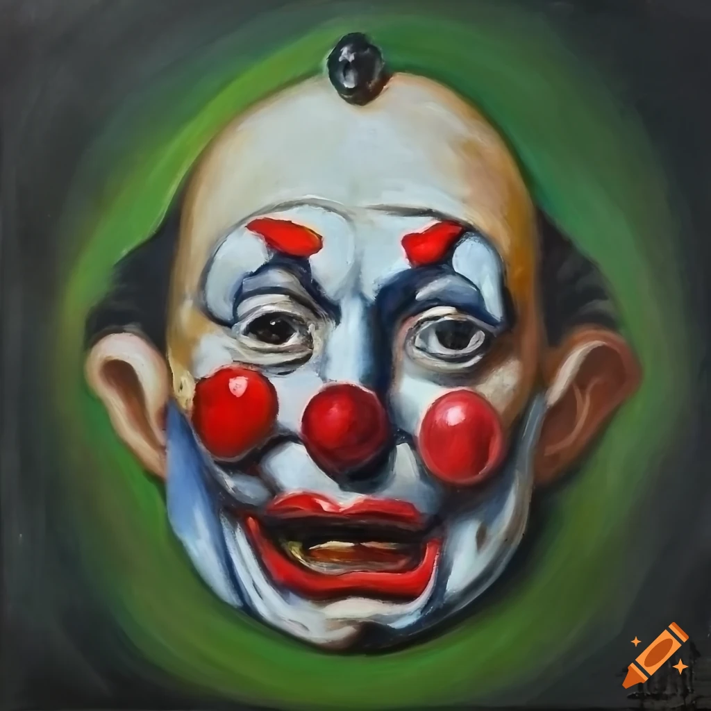 Grotesque oil painted portrait of a sad clown in renaissance style on ...