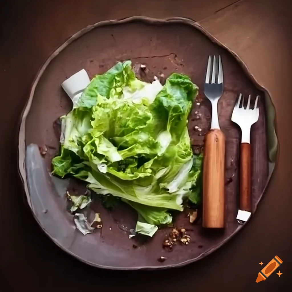 Romaine lettuce salad on a table top