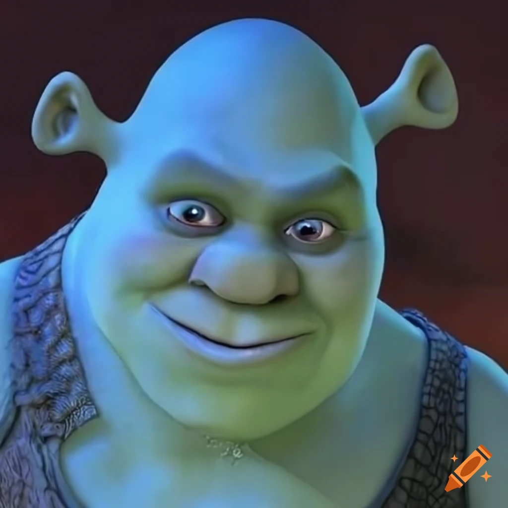 White shrek with glowing eyes on Craiyon