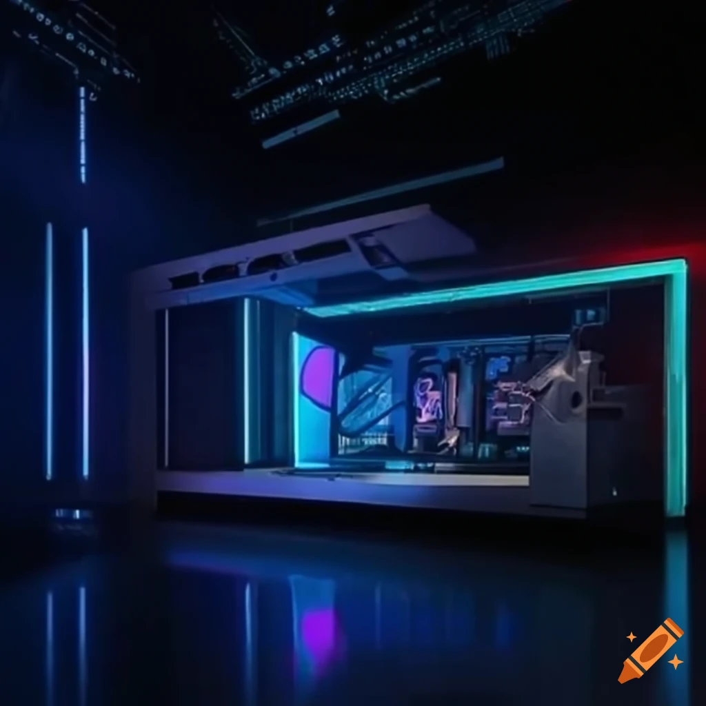 Cuttingedge technology studio with stunning visual displays and state