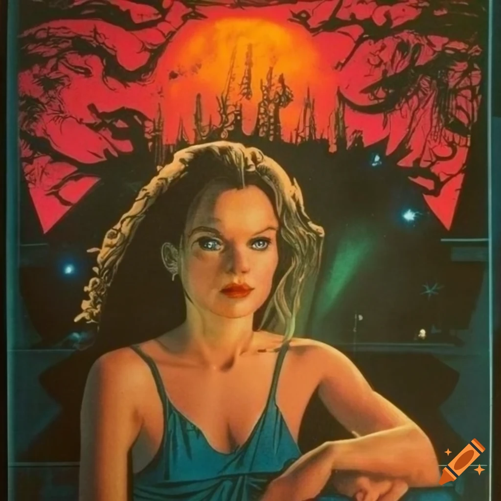 Vintage 80s science fiction fantasy movie poster for 