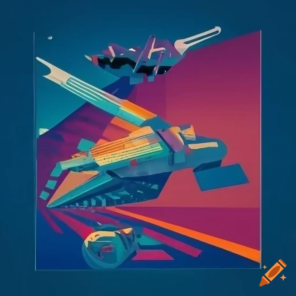 Vintage-futuristic technological product for everyday use in a 90s-style poster