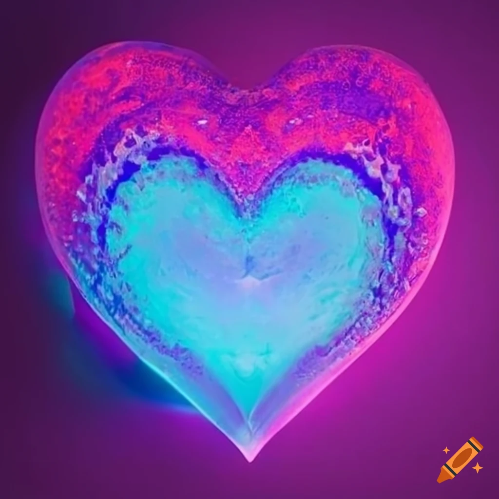 Abstract background with glowing blue, pink, and purple hearts bokeh