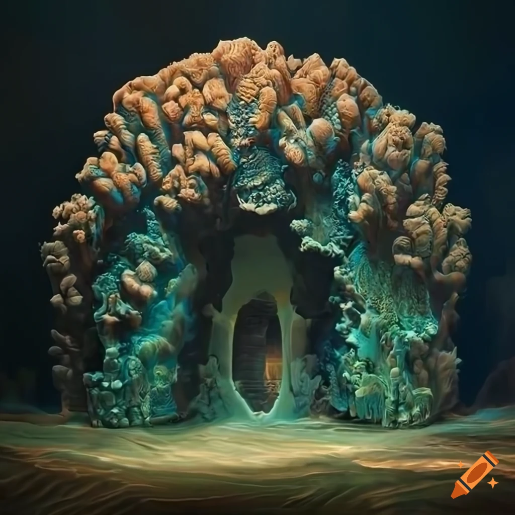 Mega portal into a hidden island bust sculpture with high definition