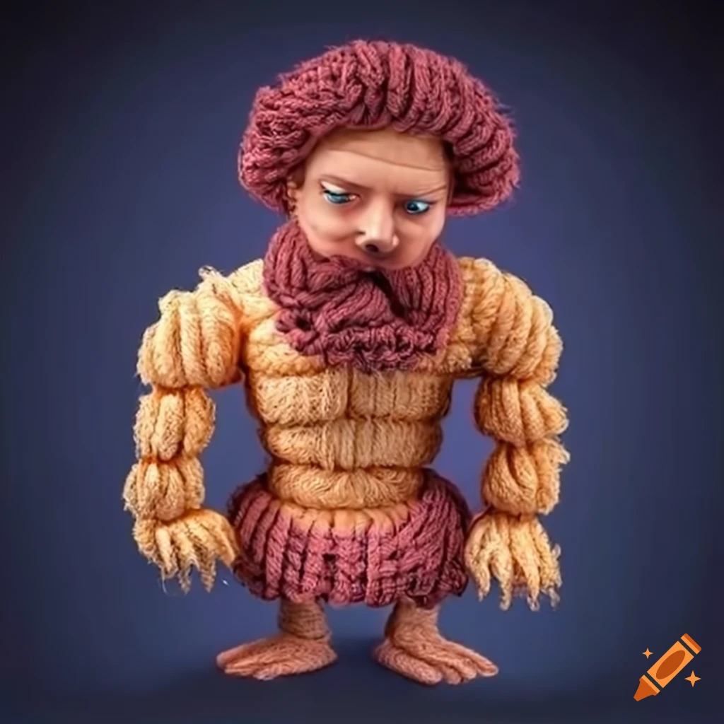 Mythological hero hercules made from yarn and fabric on Craiyon