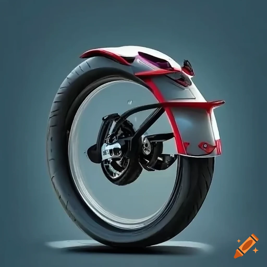 Unique onewheel motorcycle in a surreal setting on Craiyon