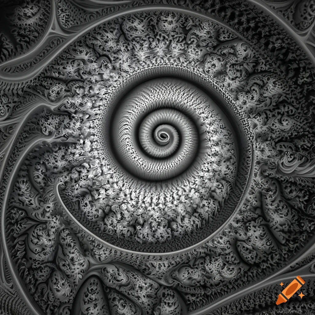 Monochrome white fractal spiral