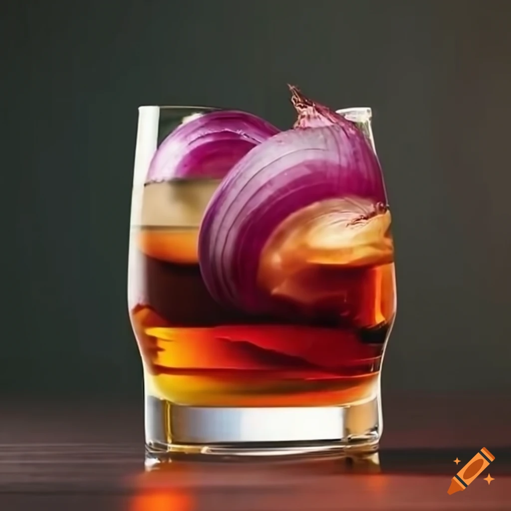 Refreshing cocktail with onion garnish on Craiyon
