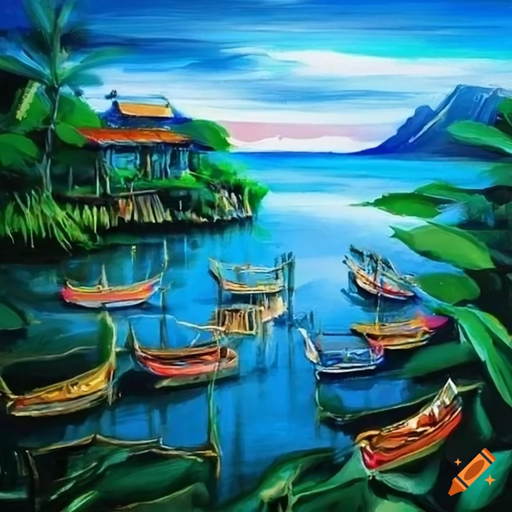 Southeast asian coastal nature painting on Craiyon