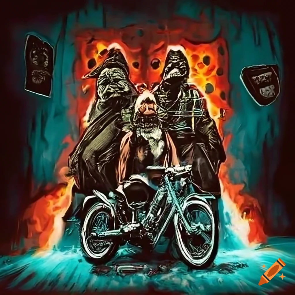 Motorcycle club tribute to battle dogs on Craiyon