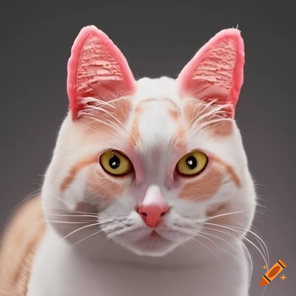 Pink and peach cat with ice cream ears on Craiyon