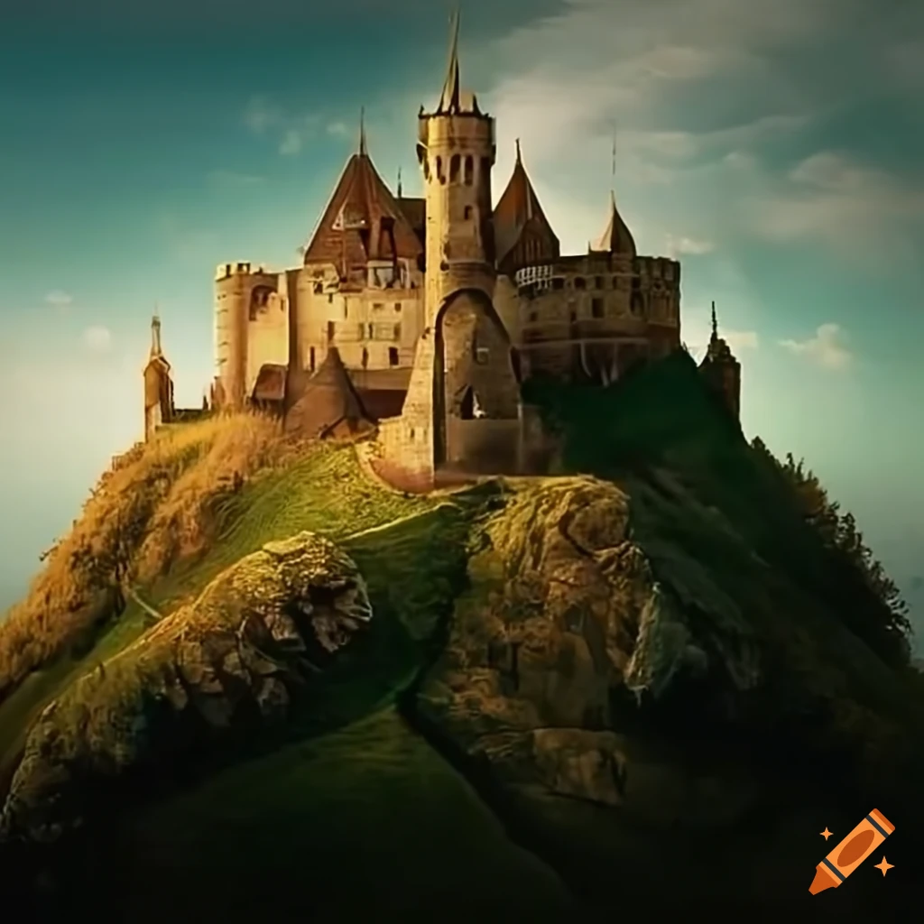 Castle on a hill on Craiyon