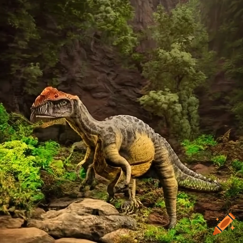 Pachycephalosaurus dinosaurs with quail-like color patterns walking on rocky outcrop