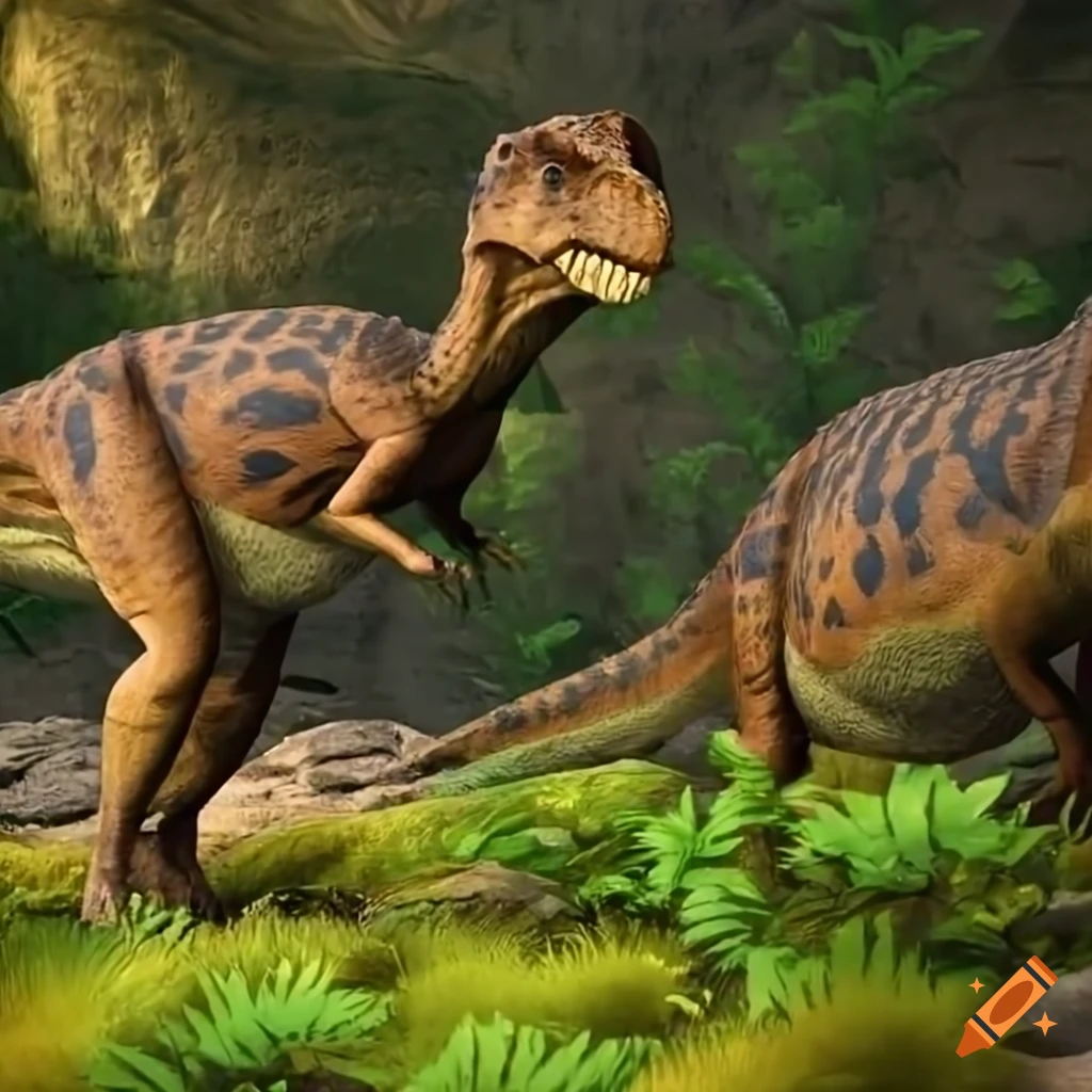 Pachycephalosaurus dinosaurs with quail-like coloring walking on rocky outcrop