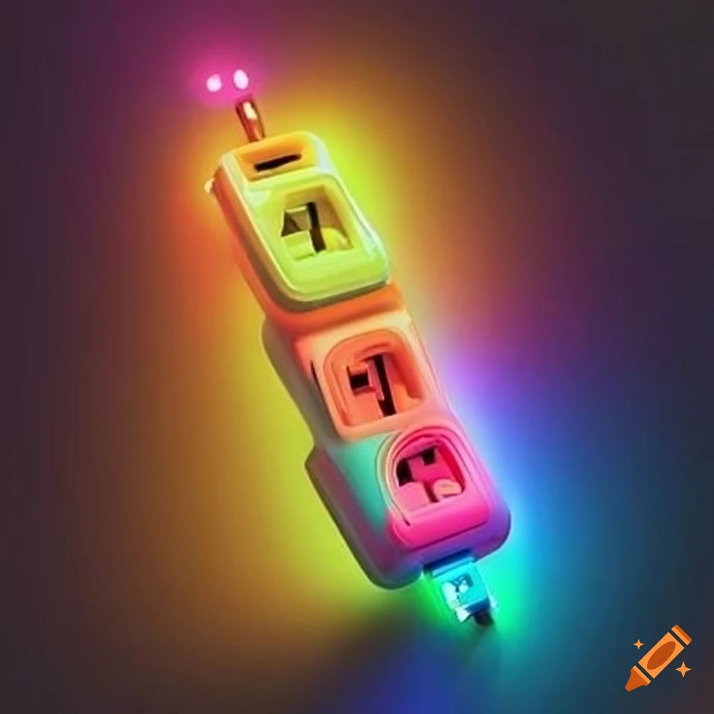 Illuminated power switch on an outlet power strip on Craiyon