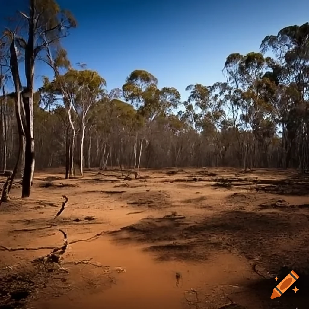 Dry australian forest settlement on Craiyon