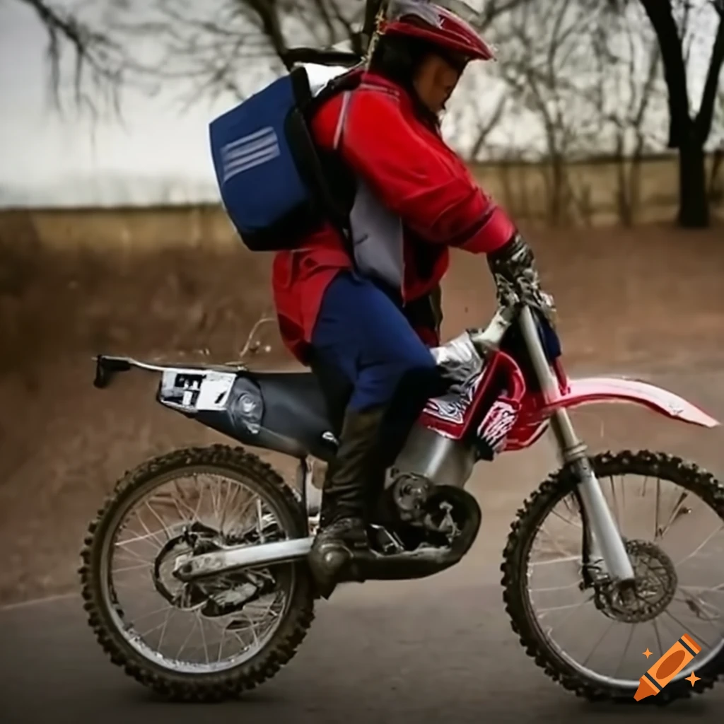 Postman riding a dirt bike