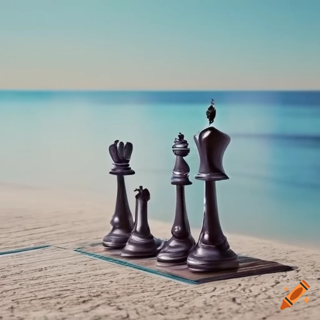 Seaside chessboard in Dali style
