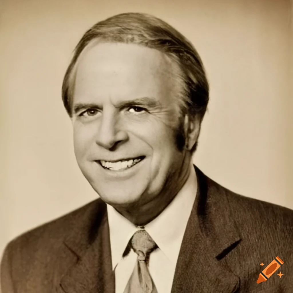 Detailed vintage headshot of a 1970's radio host